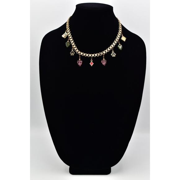 Glass Works Studios Anna Koplik Charm Necklace Collar Casino Cards Signed BinBN - Picture 2 of 12